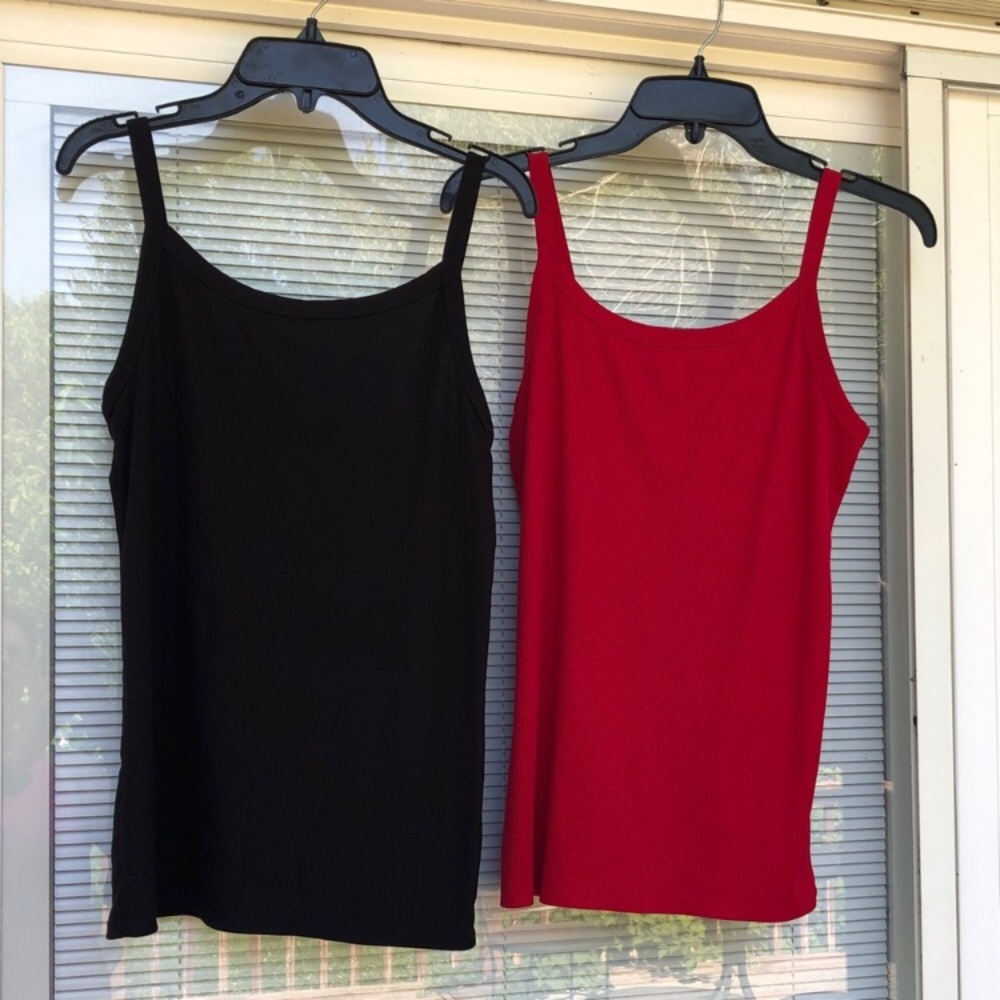 Basic Black & Red Spaghetti Strap Camisoles